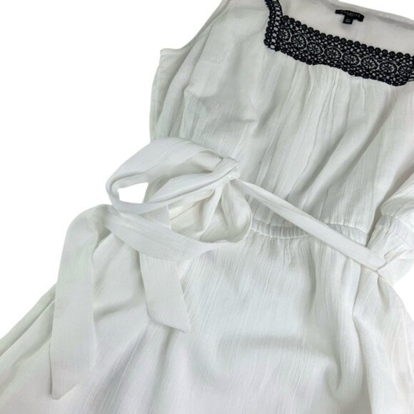 Talbots White Gauze Belted Dress with Black Embroidery - Picture 5 of 7